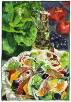 Salat 1, Aquarell, Stillleben